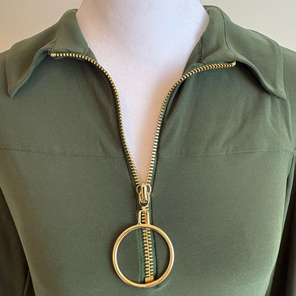 MSK Green Collared Swing Shift Mini Dress Medium - Picture 4 of 10